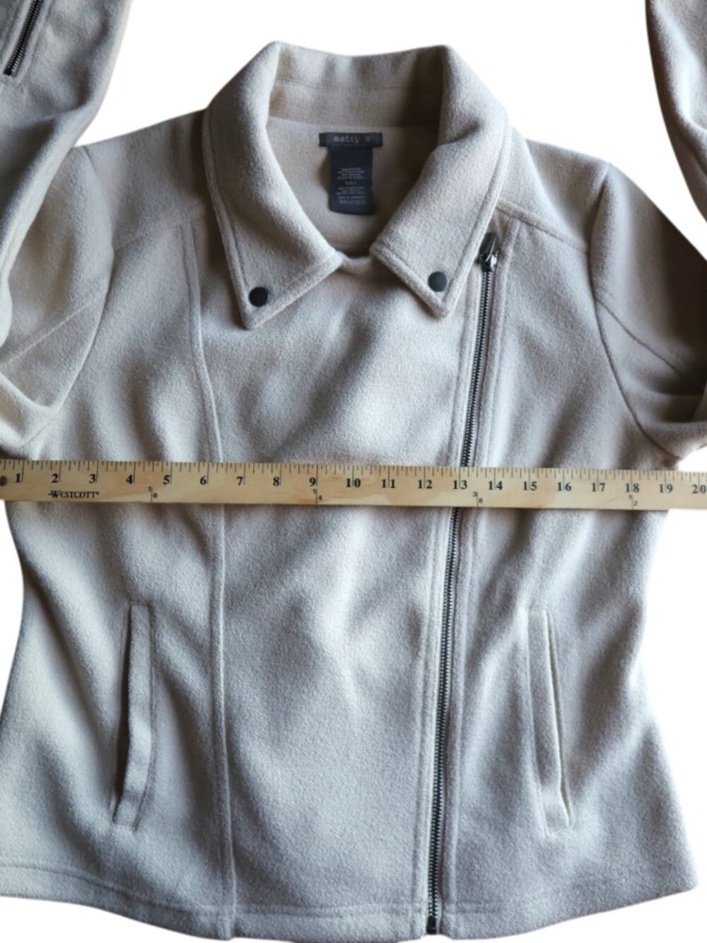 Matty M Soft Moto Jacket Cream Beige Zip Front Size L Minimalist Clean Girl EUC - Picture 6 of 11